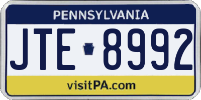 PA license plate JTE8992