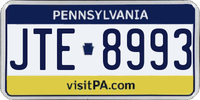 PA license plate JTE8993
