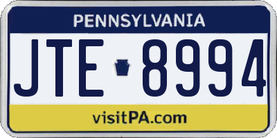 PA license plate JTE8994