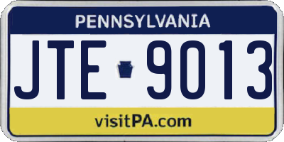 PA license plate JTE9013