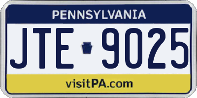 PA license plate JTE9025