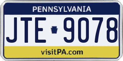 PA license plate JTE9078