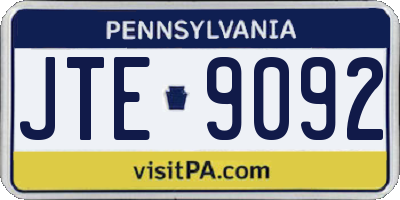 PA license plate JTE9092