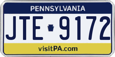 PA license plate JTE9172