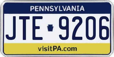 PA license plate JTE9206