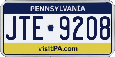 PA license plate JTE9208