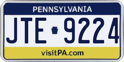 PA license plate JTE9224