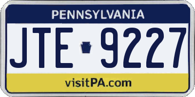 PA license plate JTE9227