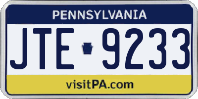 PA license plate JTE9233