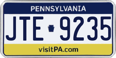PA license plate JTE9235