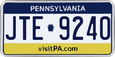 PA license plate JTE9240