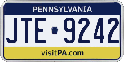 PA license plate JTE9242