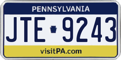 PA license plate JTE9243