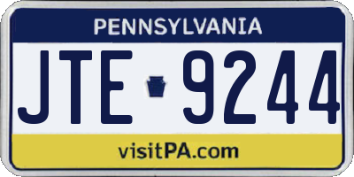 PA license plate JTE9244
