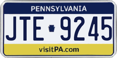 PA license plate JTE9245