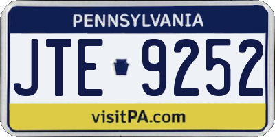 PA license plate JTE9252