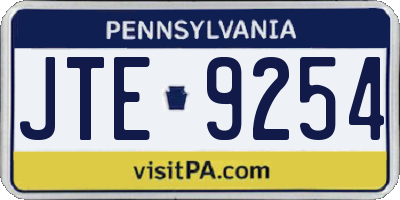 PA license plate JTE9254