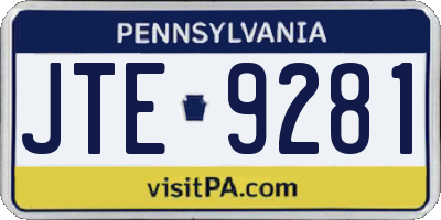 PA license plate JTE9281