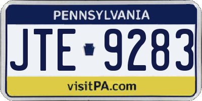 PA license plate JTE9283