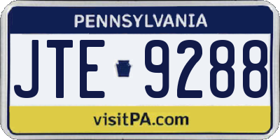 PA license plate JTE9288