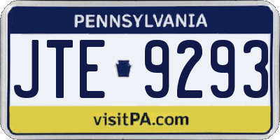 PA license plate JTE9293