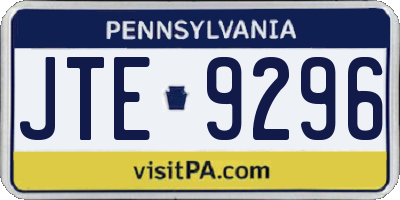 PA license plate JTE9296