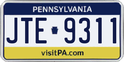 PA license plate JTE9311