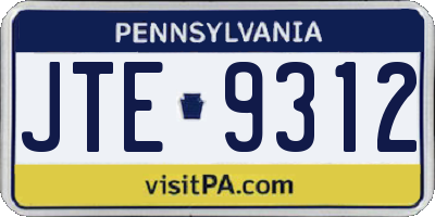 PA license plate JTE9312