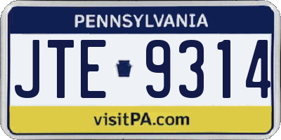 PA license plate JTE9314