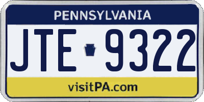 PA license plate JTE9322