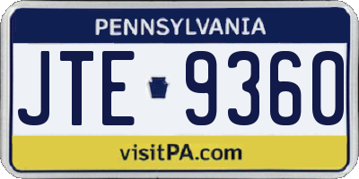 PA license plate JTE9360