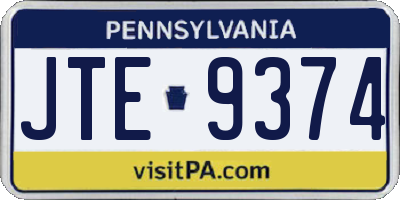 PA license plate JTE9374