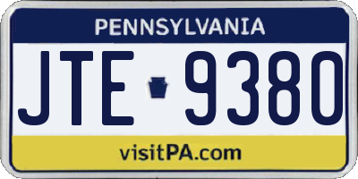 PA license plate JTE9380