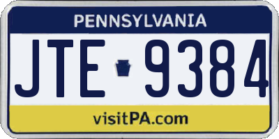 PA license plate JTE9384