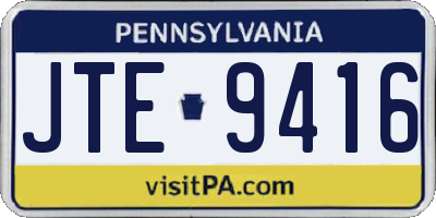 PA license plate JTE9416