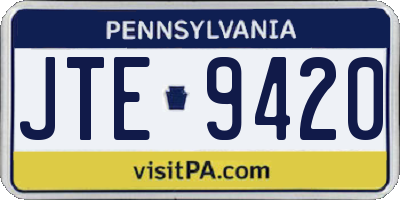 PA license plate JTE9420