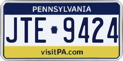 PA license plate JTE9424