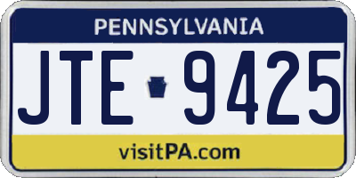 PA license plate JTE9425
