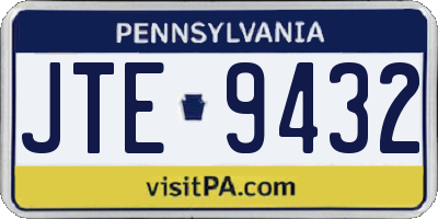 PA license plate JTE9432