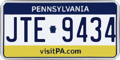 PA license plate JTE9434