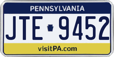 PA license plate JTE9452