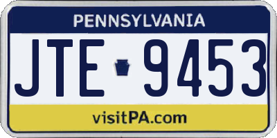 PA license plate JTE9453