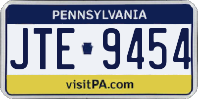 PA license plate JTE9454