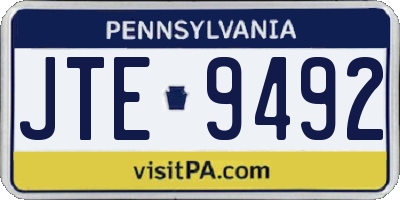 PA license plate JTE9492