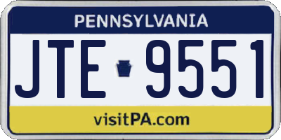 PA license plate JTE9551