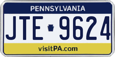PA license plate JTE9624