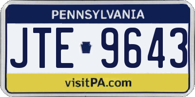 PA license plate JTE9643