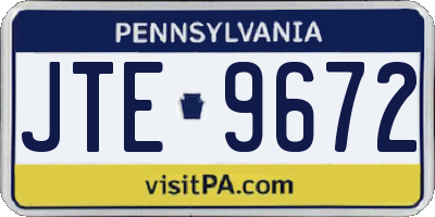 PA license plate JTE9672