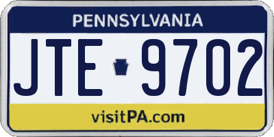 PA license plate JTE9702