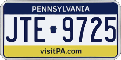 PA license plate JTE9725